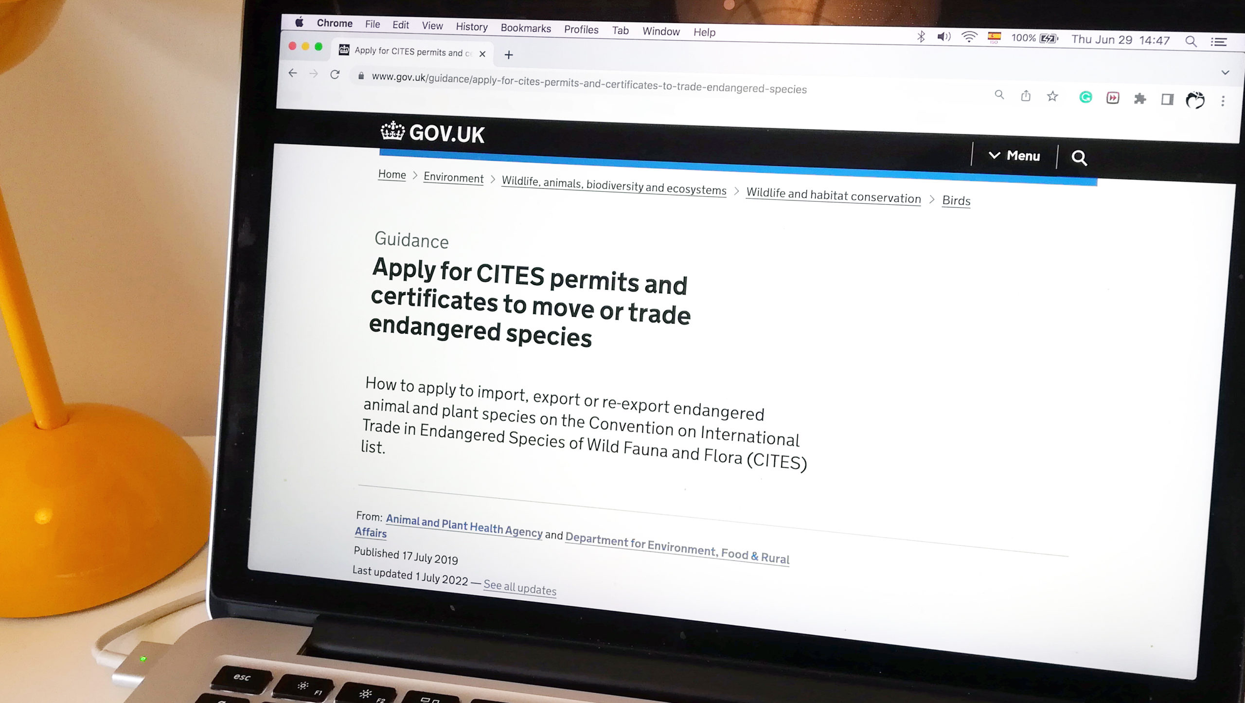 Digitising the application process to trade on endangered species